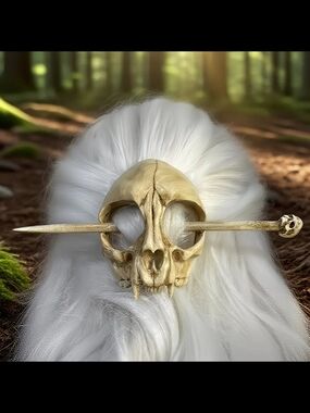Skull Hairpin Barrette  Vampire Viking Norse Celtic Fairy